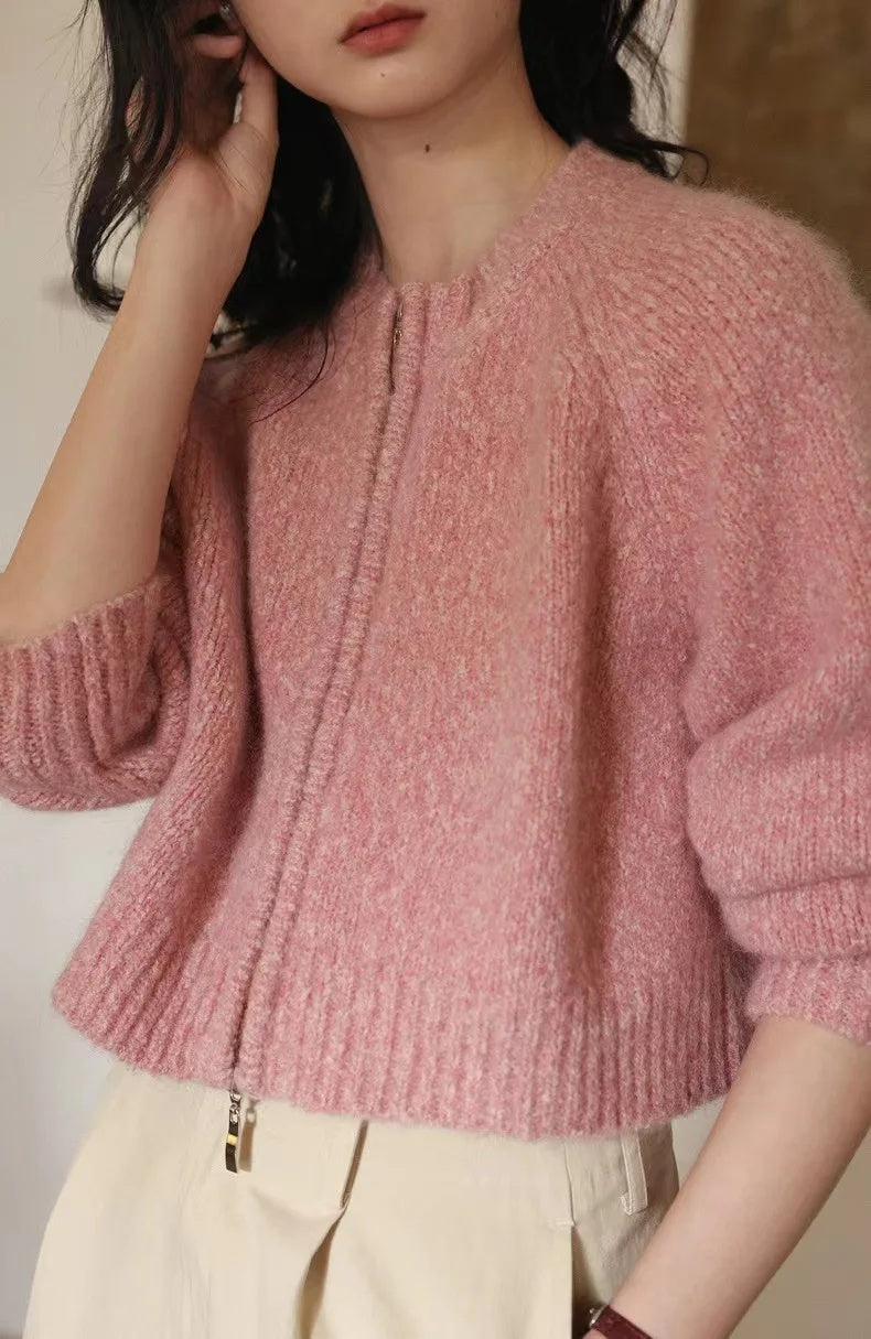 Damen Oversized Strickjacke mit Reißverschluss Berg-Feldt