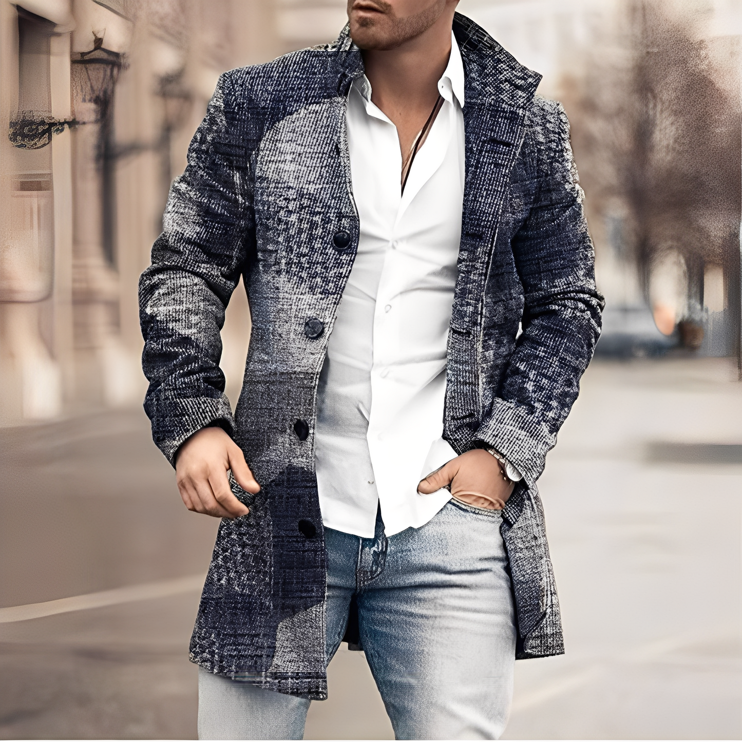 Berg-Feldt | Lässiger Langer Tweed-Mantel für Herren