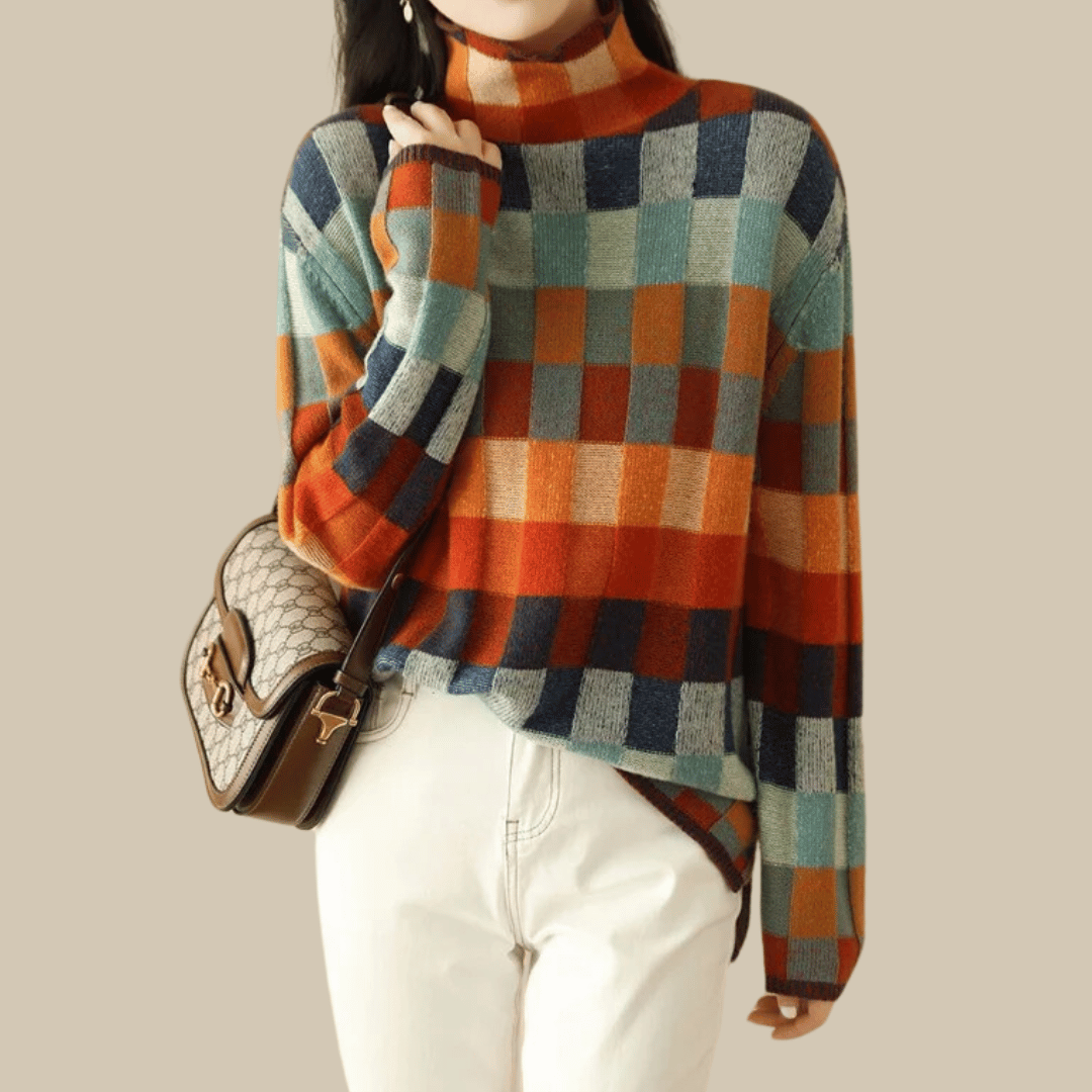 Berg-Feldt | Sweater - Cashmere Patchwork-Turtleneck-Strick
