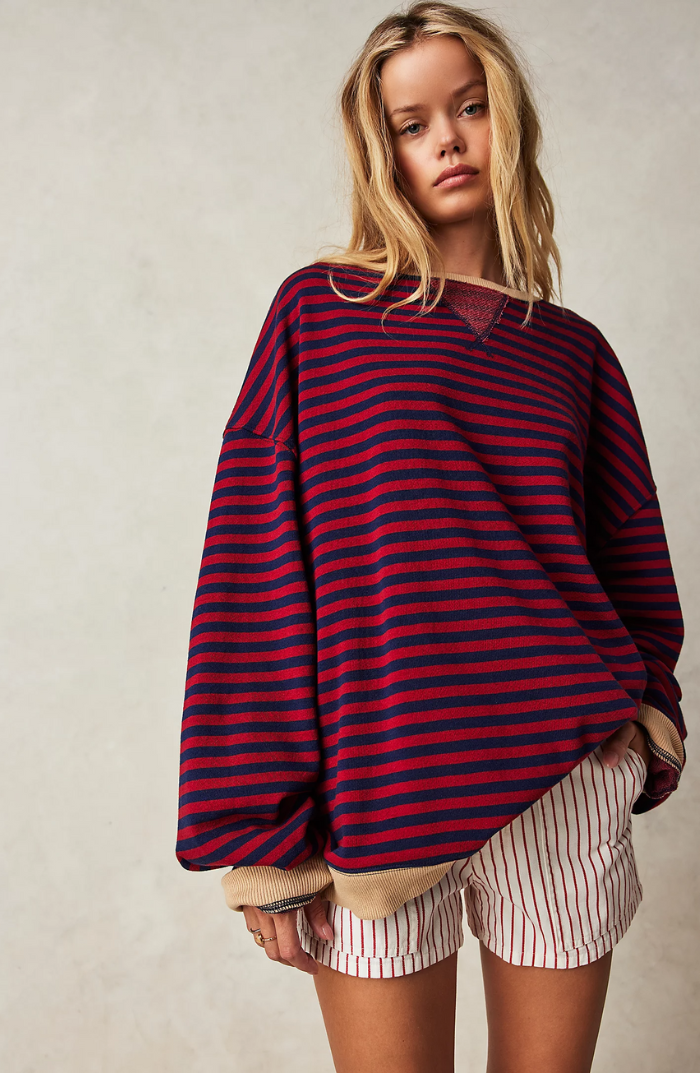 Sweat-shirt pour femme : style rayé décontracté avec des touches de couleur par Fudus