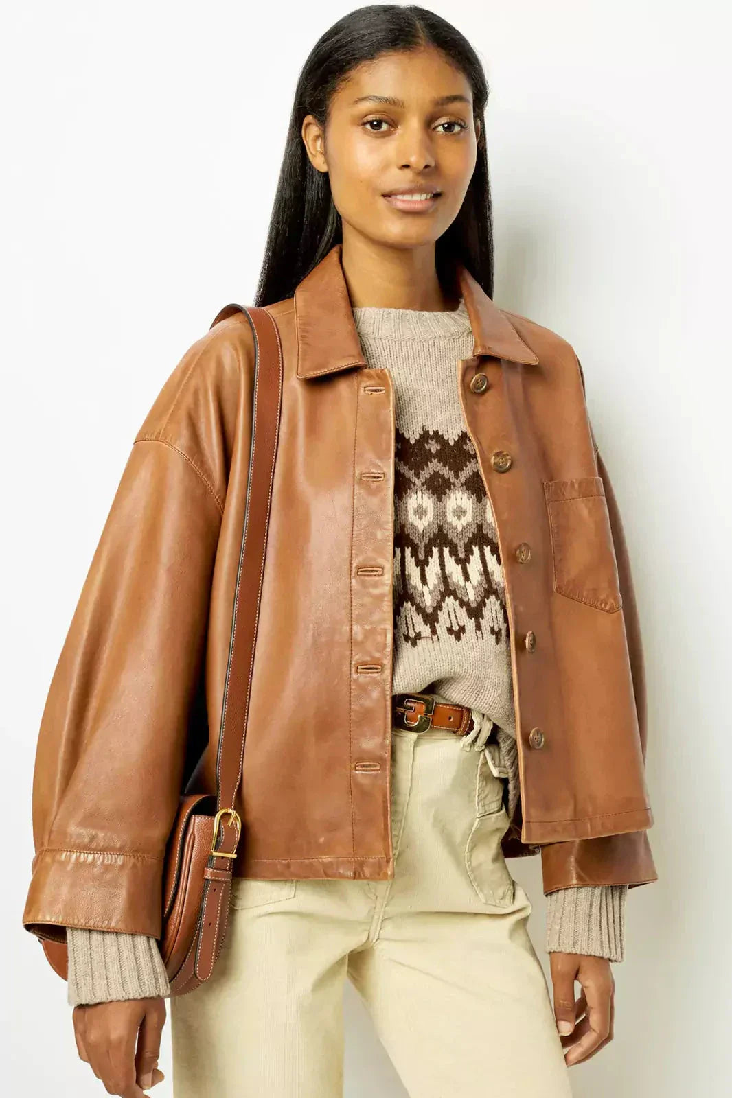 Berg-Feldt | Oversized Lederjacke Weich und Stilvoll Perfekt für Den Alltag