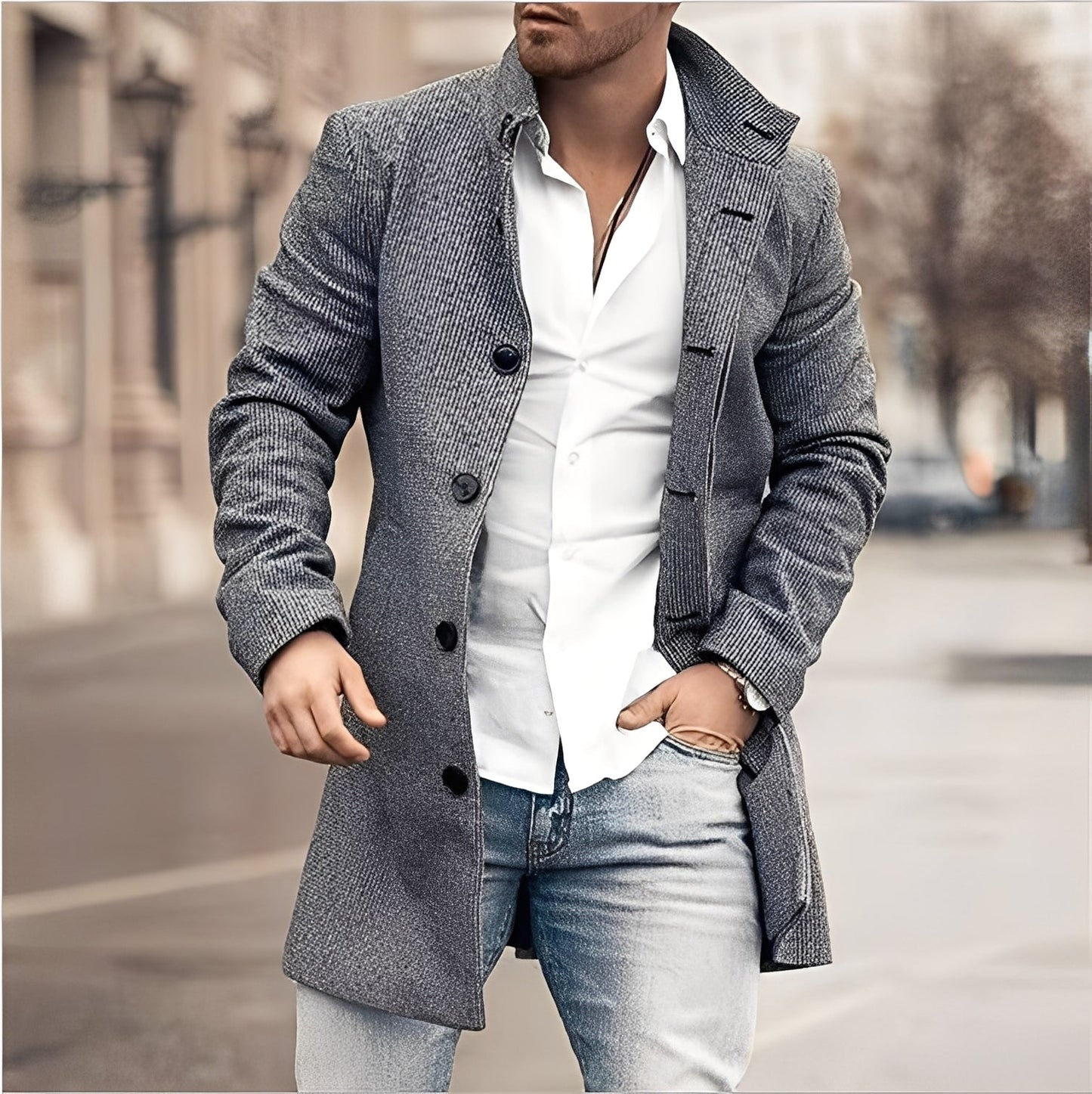 Berg-Feldt | Lässiger Langer Tweed-Mantel für Herren