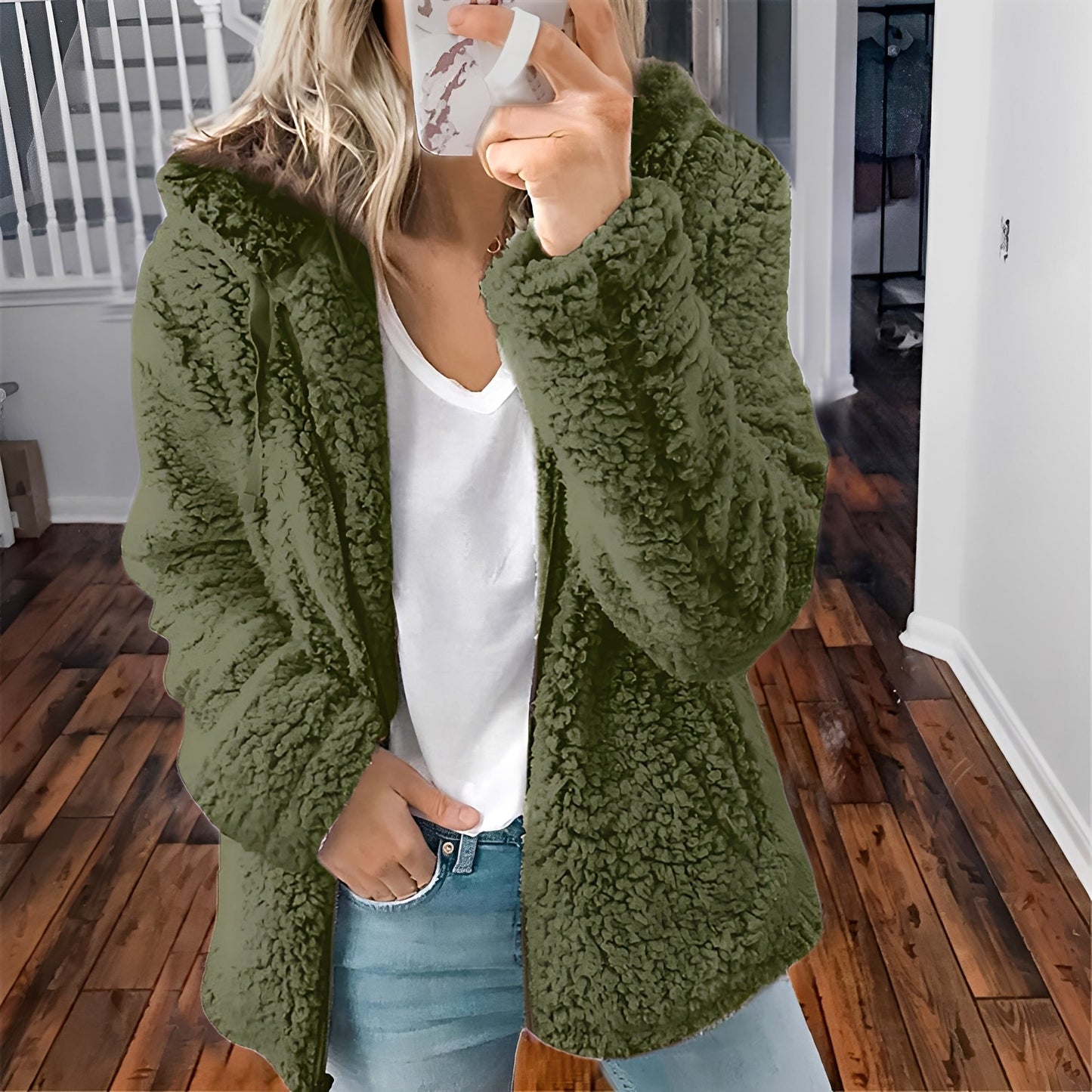 Berg-Feldt | Lässige Teddy-Fleece-Hoodie-Jacke für Frauen