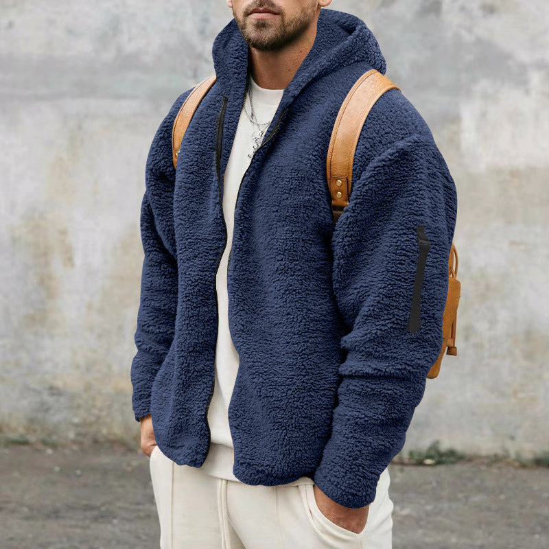 Berg-Feldt | Hüftjacke aus Plüsch mit Kapuze für Männer