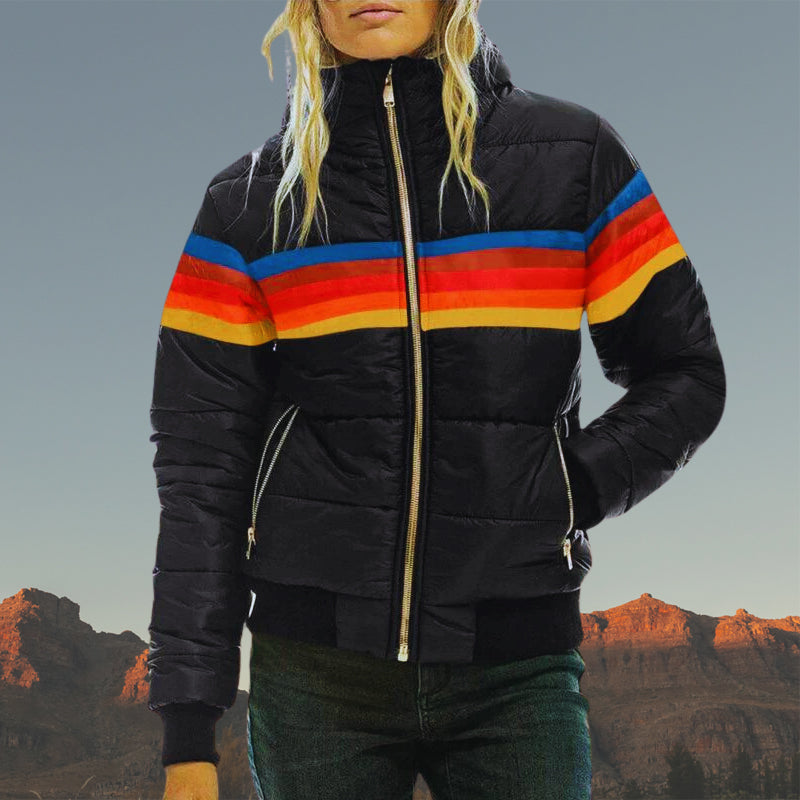 Berg-Feldt | Gestreifter Farbiger Puffer-Stil, Wasserdicht für Frauen Ideal für Herbst Winter