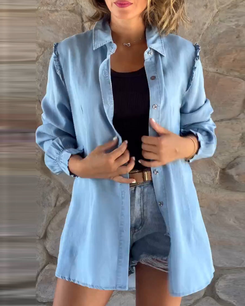 Berg-Feldt | Chemise longue en jean décontractée, en coton, confortable et relaxante