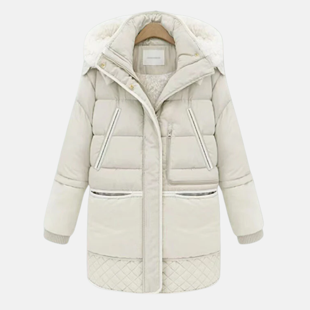Berg-Feldt | Gepolsterter Mantel - Oversized Schnitt - Gefütterte Kapuze - Rippstrickbündchen - Taschen
