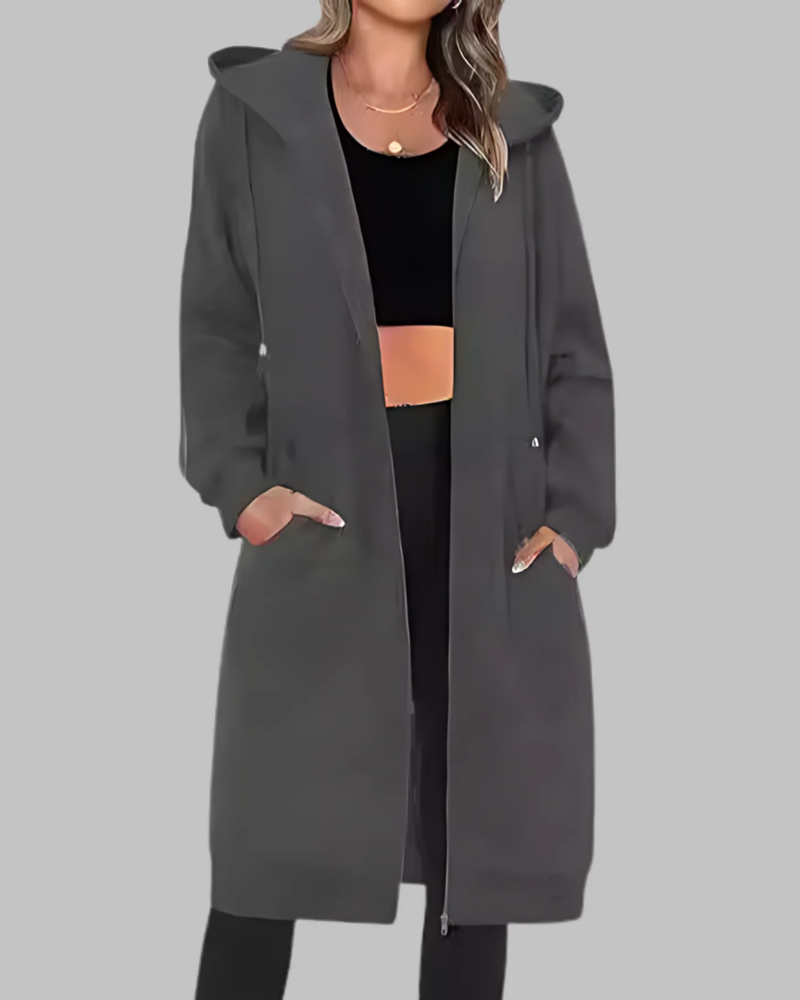 Berg-Feldt | Lässige Zip-Up Übergroße Lange Jacke