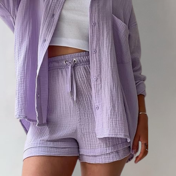 AGATHE: Lockeres Hemd- und Shorts-Set