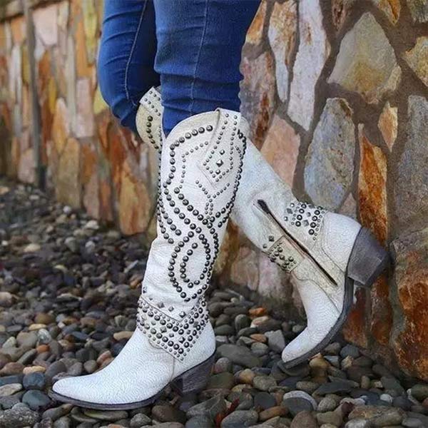 Berg-Feldt | Niete Lange Dicke Absatzstiefel