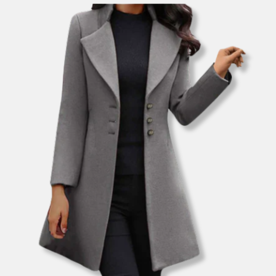 Berg-Feldt | Mantel - Wolle - Slim Fit - Mittellang - Doppelreihiger Verschluss - Eingekerbter Revers