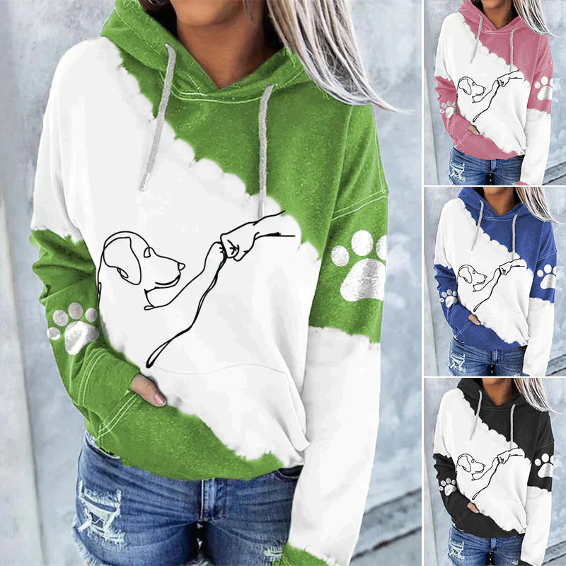Modern, casual hoodie with dog motifs from Fudus