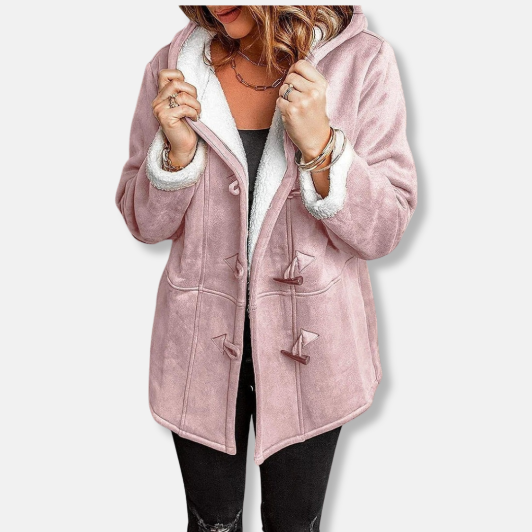 Berg-Feldt | Fleecejacke - Relaxed Fit - Kapuze - Plüschfutter - Mittellang - Toggle-Verschluss