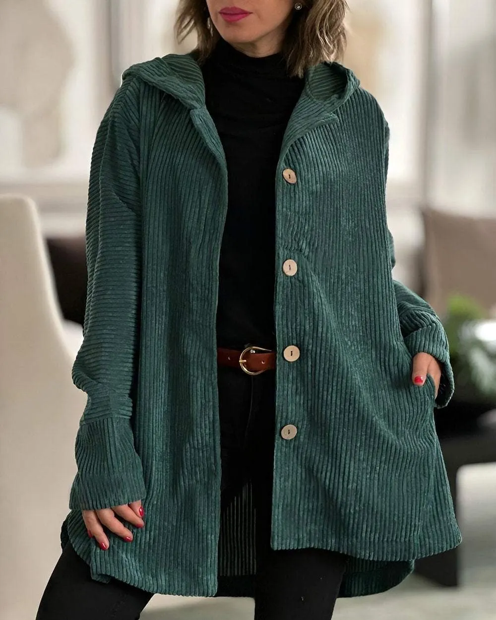 Berg-Feldt | Oversize Kapuzenpullover mit Knöpfen für Damen Ideal für den Alltag
