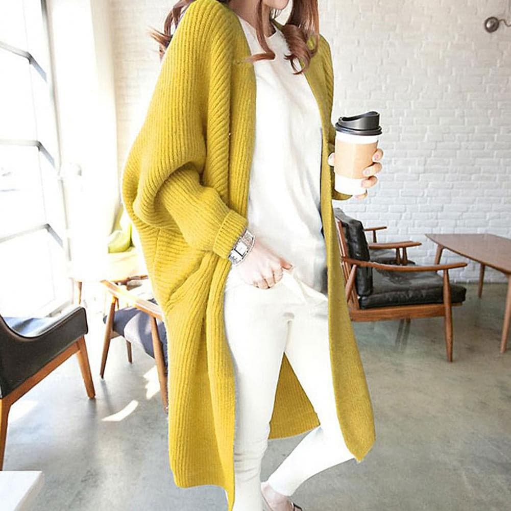Berg-Feldt | Langer Cardigan - Weiches Strickmaterial - Offene Vorderseite - Lockere Passform mit Taschen