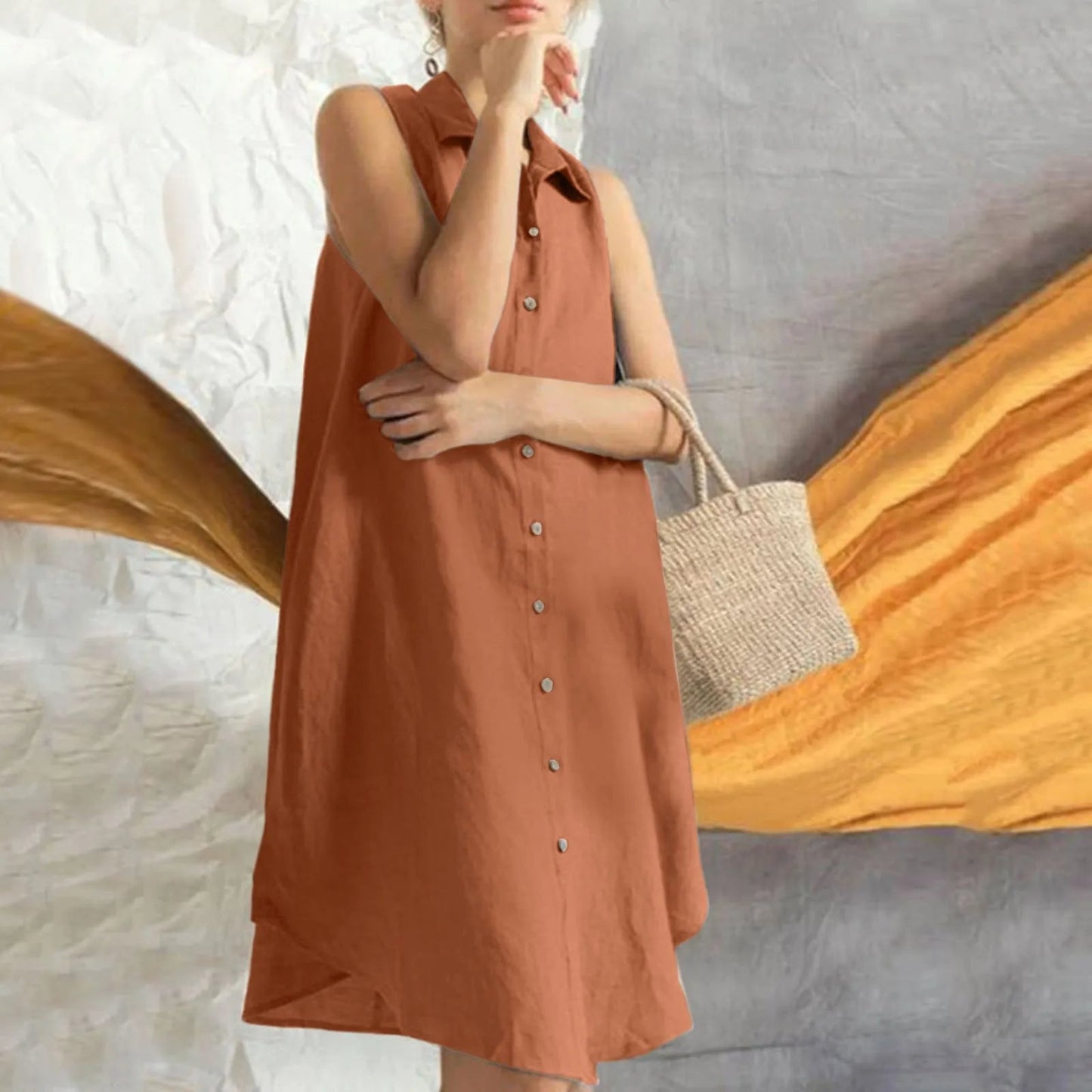 Kleid Larisa - ärmelloses Hemdkleid