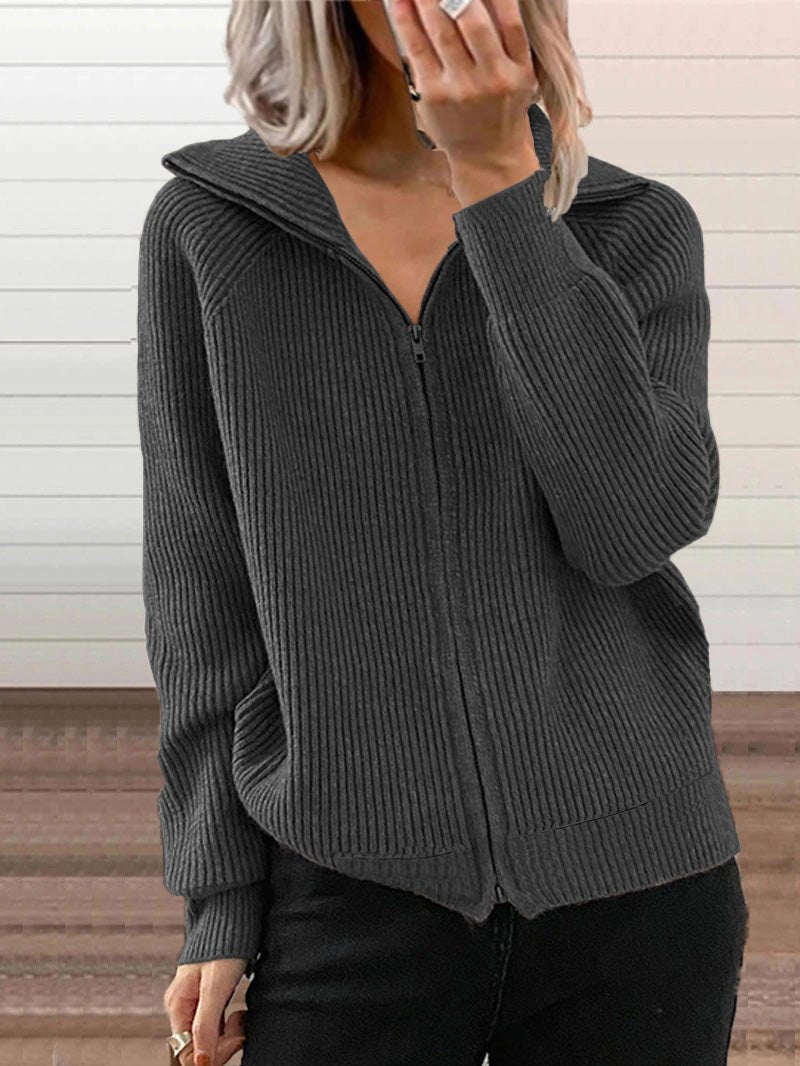 Berg-Feldt | Dicke Baumwoll-Strickjacke mit Reißverschluss