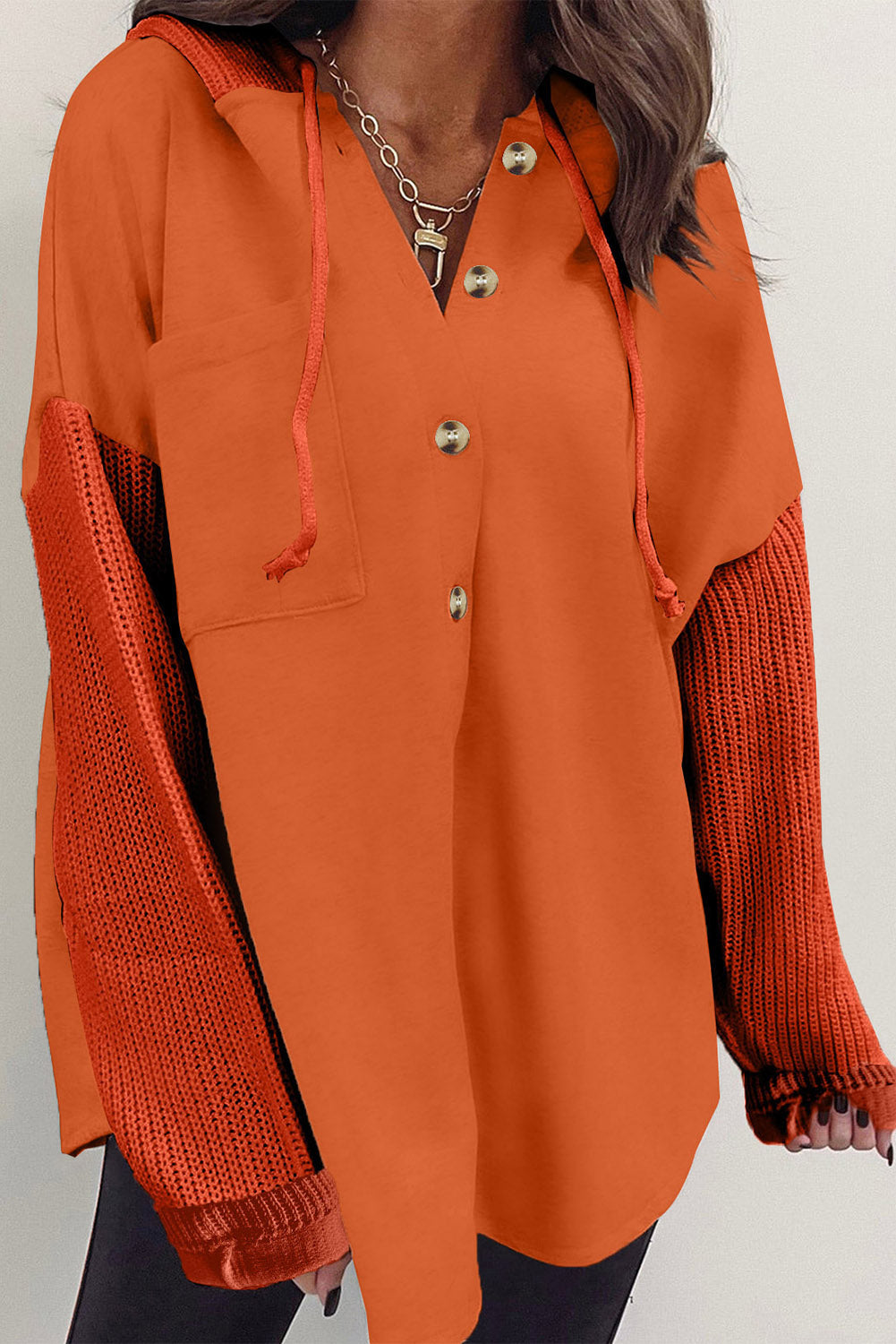 Berg-Feldt | Langärmelige Bluse mit Kapuze und Knöpfen Baumwollmischung Komfort und Stil