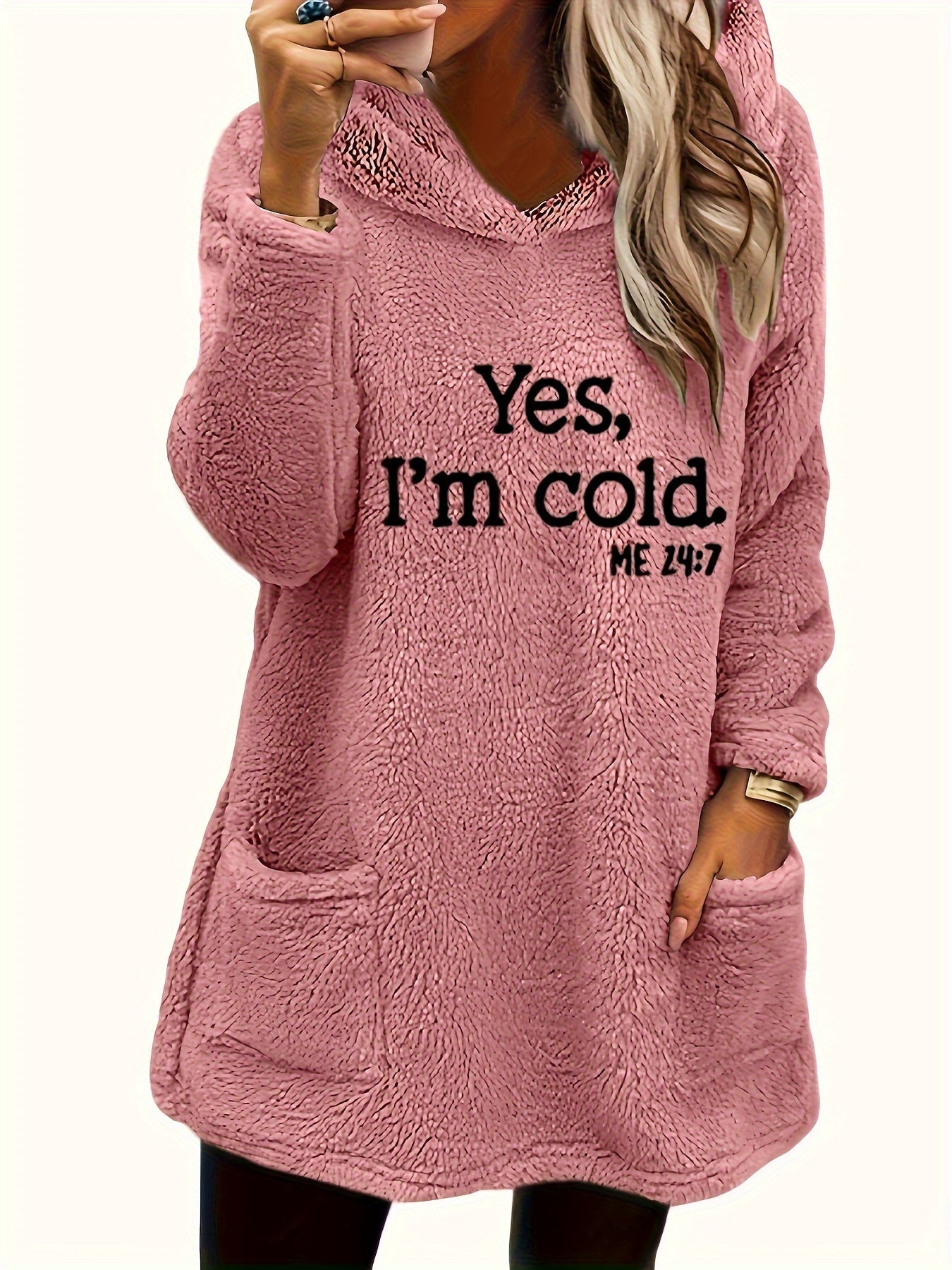 Berg-Feldt | Langer Hoodie mit Print Fleece Wärme und Komfort