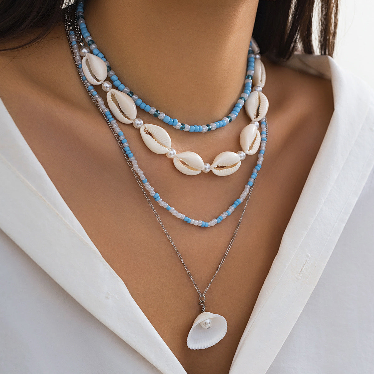 Fudus Collier de perles à plusieurs rangs