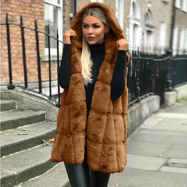 Berg-Feldt | Gilet en fausse fourrure à capuche Doux, chaud et élégant Parfait pour le layering