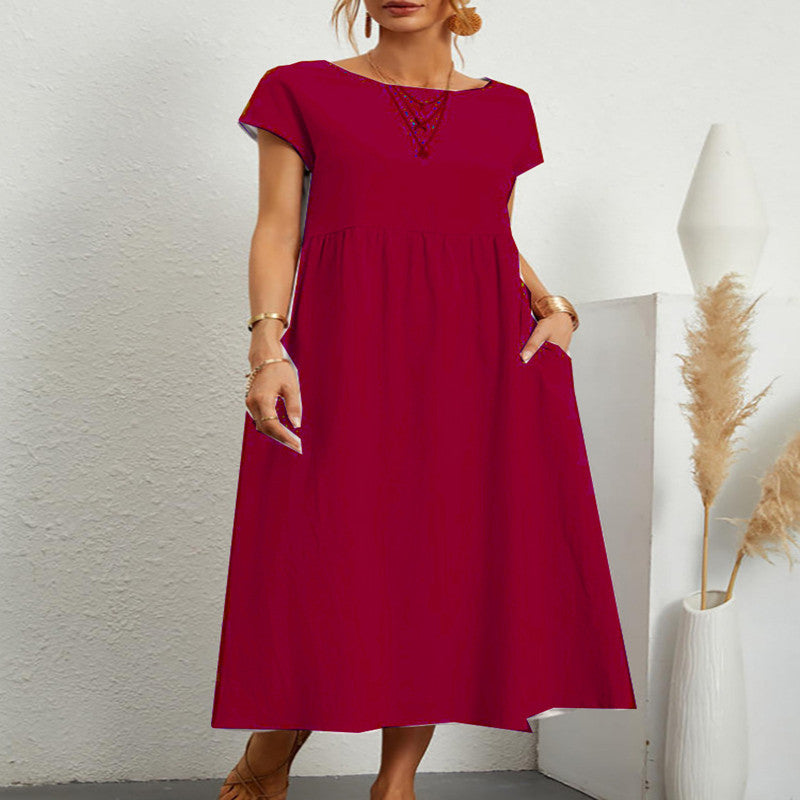 Robe sans manches en coton et lin Fudus, avec poches