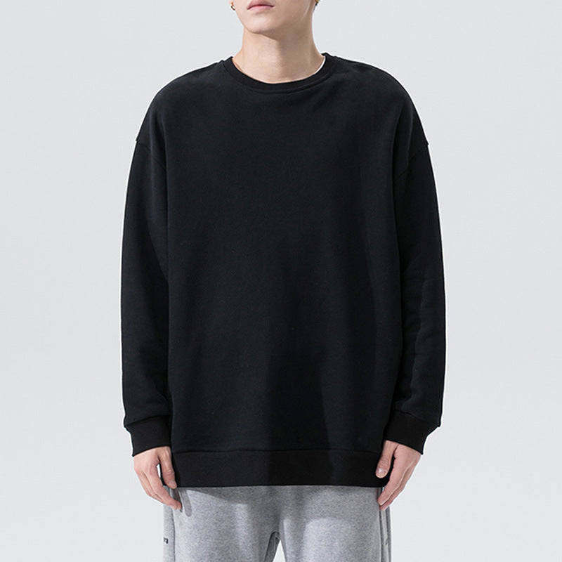 Sweat à capuche en velours ample Fudus pour couple, couleur unie, col rond