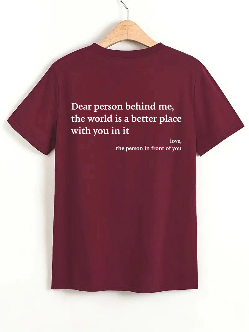 T-shirt ras du cou imprimé pour femme Fudus