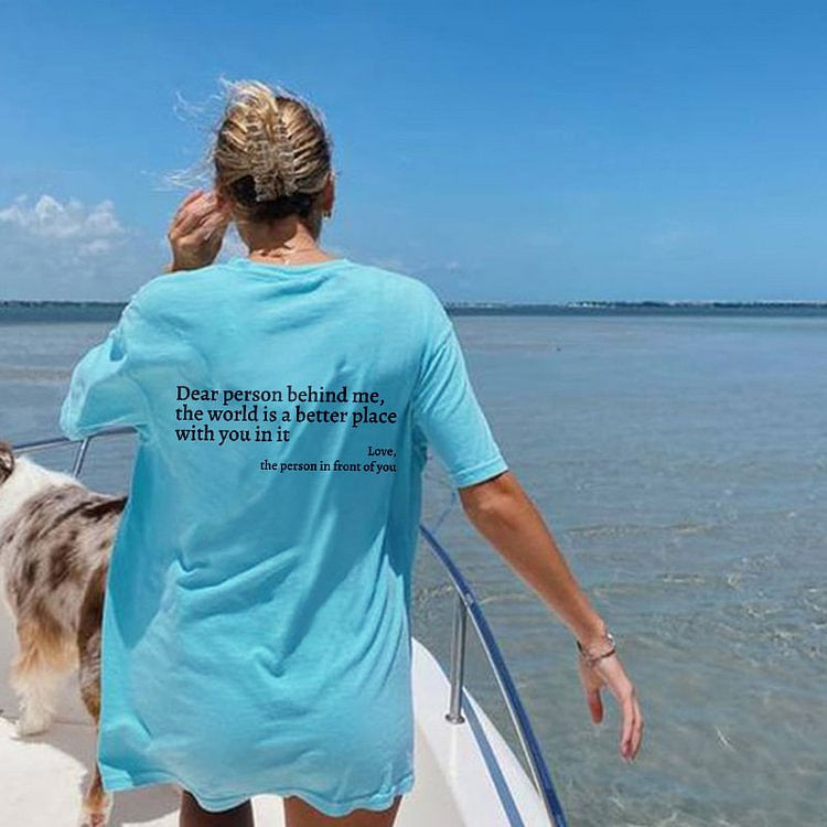 T-shirt ras du cou imprimé pour femme Fudus