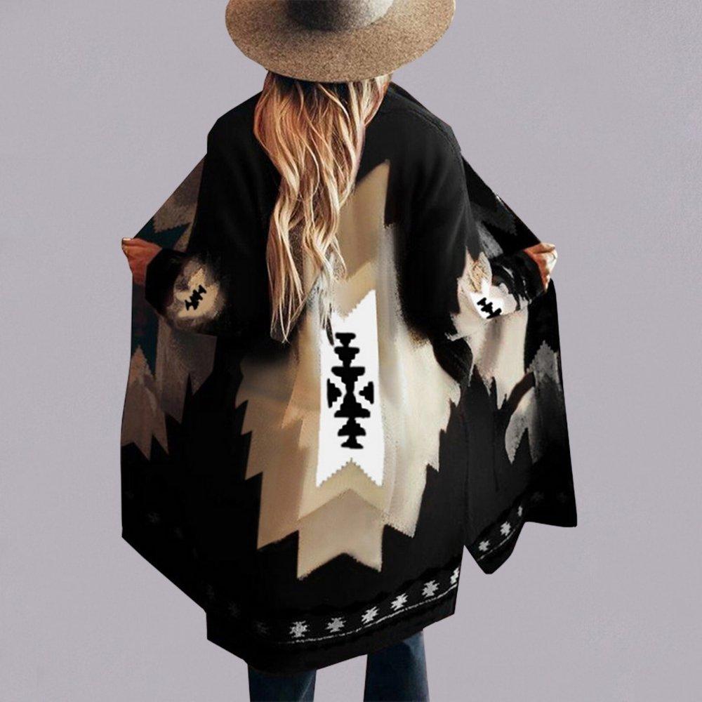 Berg-Feldt | Langer Strickcardigan - Lockere Passform - Geometrisches Muster - Bequemes Schichten