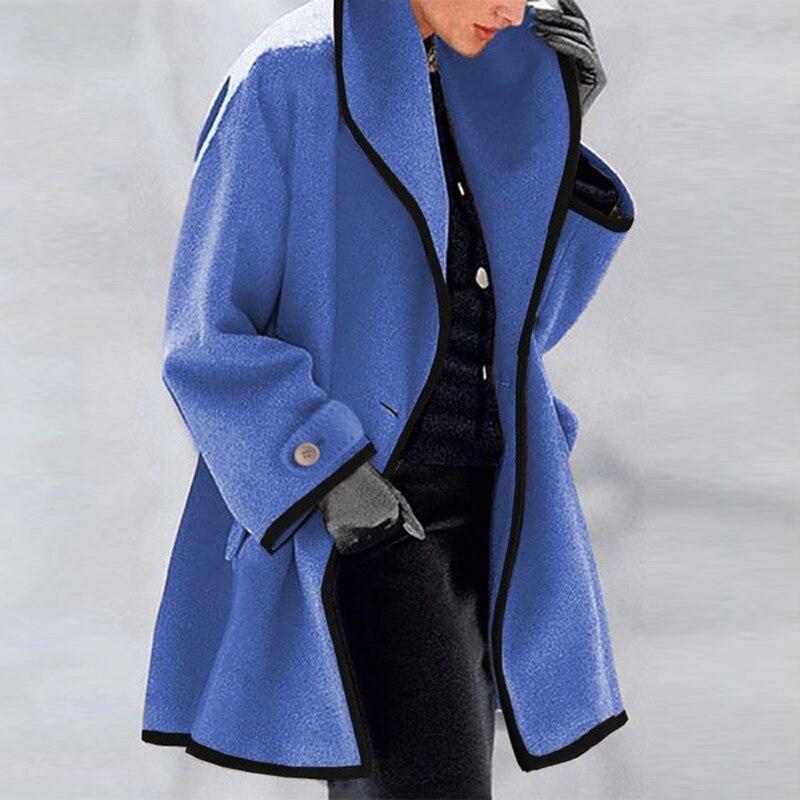 Berg-Feldt | Manteau en laine à col châle - Manteau mi-cuisse ouvert sur le devant