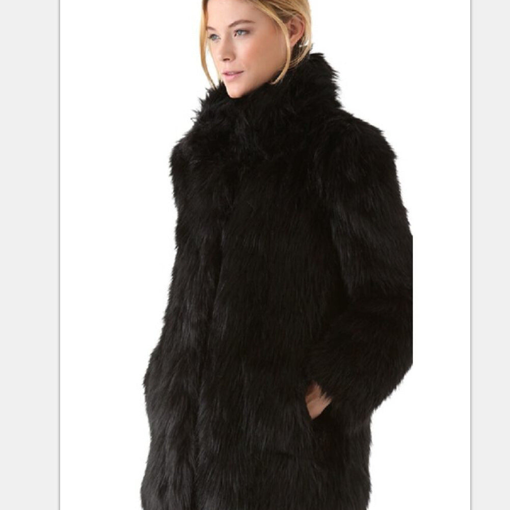 Damen élégant manteau en fausse fourrure avec col volumineux et poches pratiques Berg-Feldt