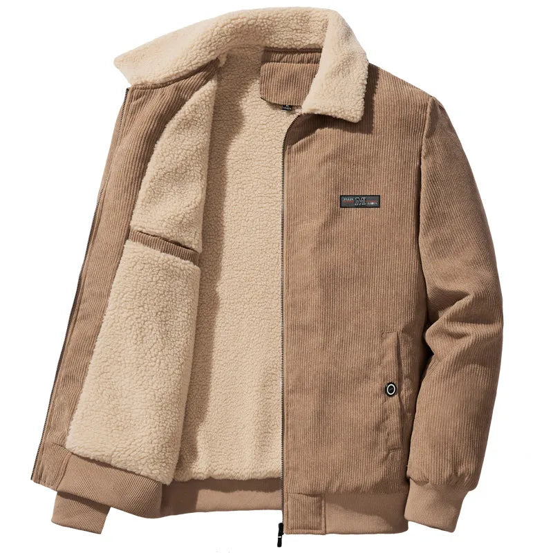 Berg-Feldt | Herren fleecegefütterte gerippte Winterjacke mit hohem Kragen