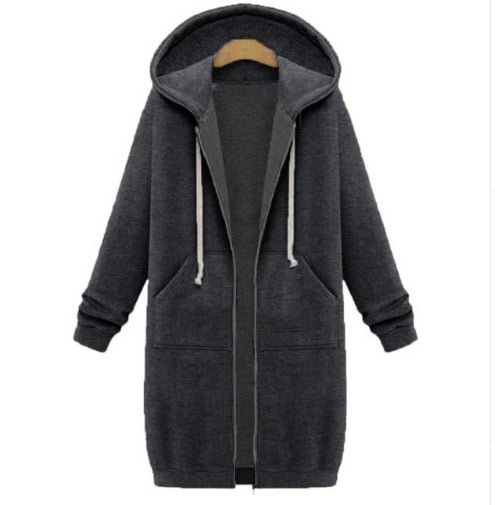 Sweat-shirt femme Fudus : coupe longue et fermeture éclair