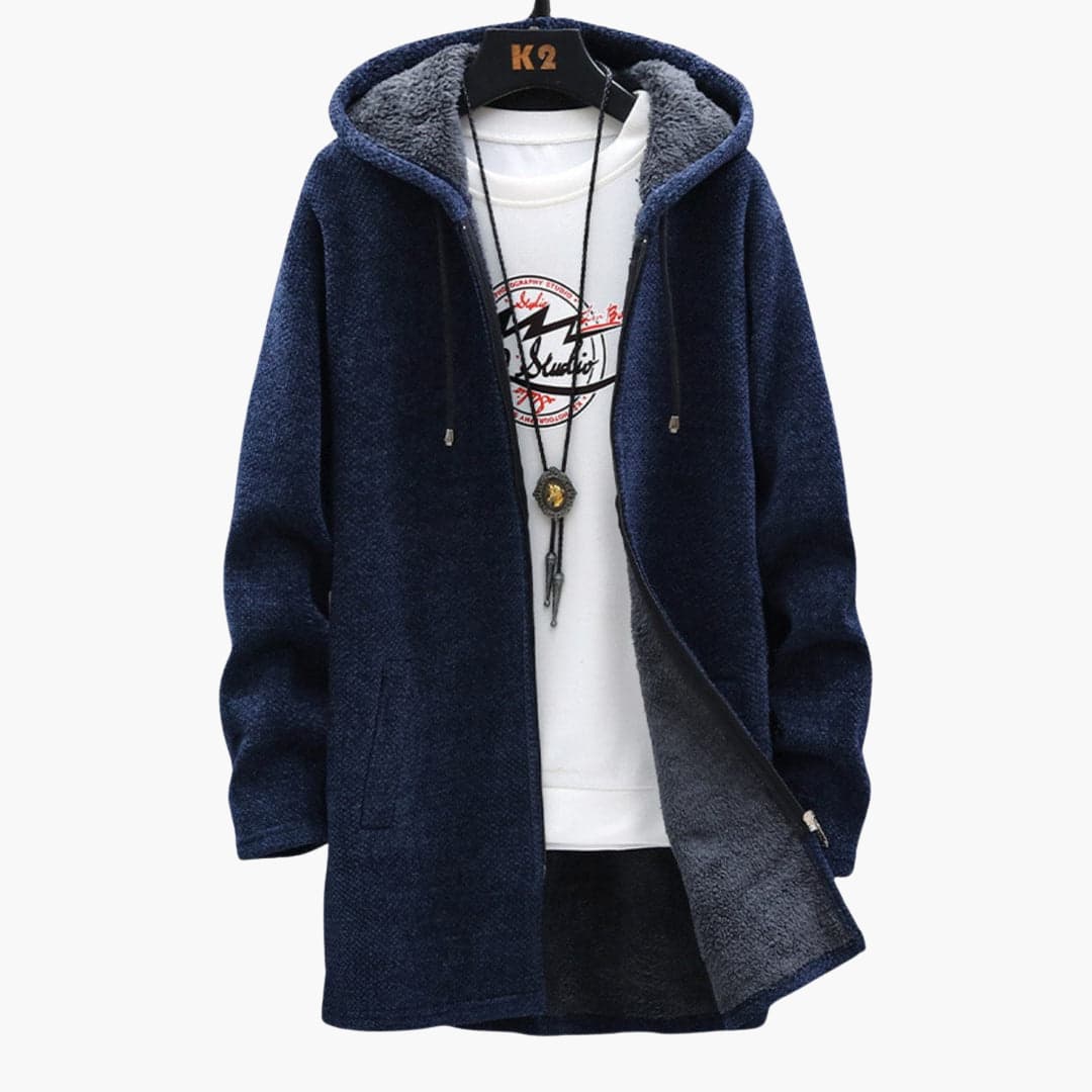 Berg-Feldt | Lange Kapuzenjacke Weiches Fleecefutter Bequemer Stil