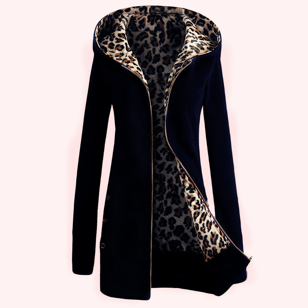 Veste à capuche pour femme doublée léopard Berg-Feldt