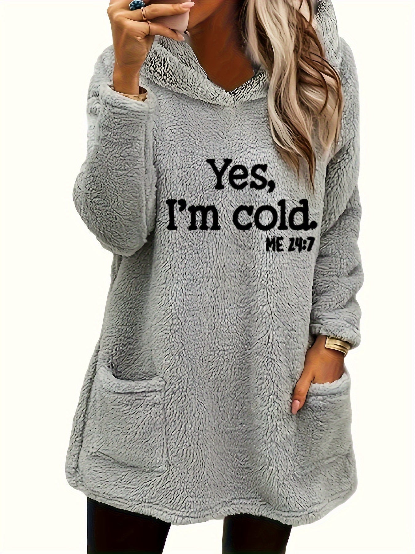 Berg-Feldt | Langer Hoodie mit Print Fleece Wärme und Komfort