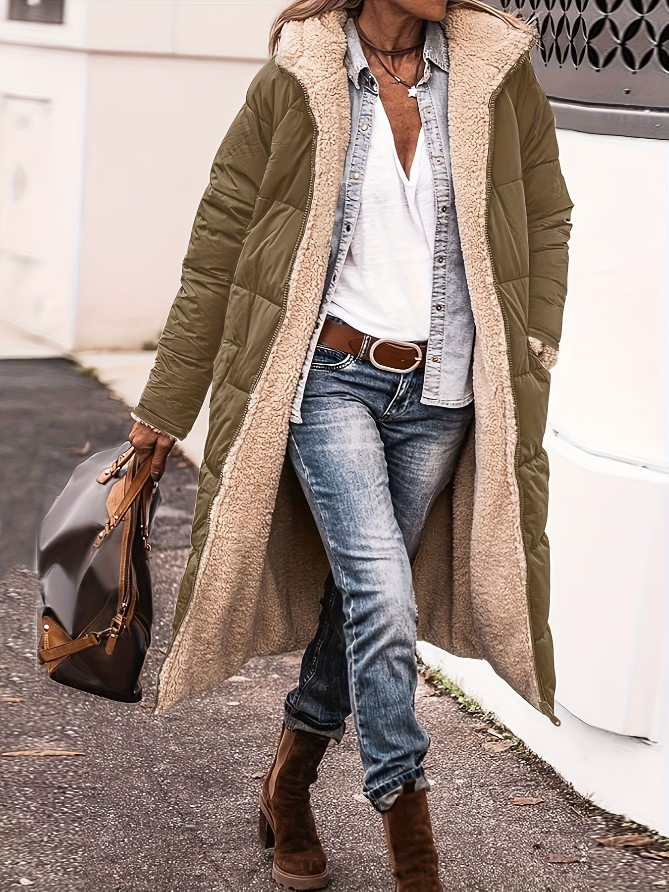 Berg-Feldt | Lang gesteppter Mantel mit Fleece-Futter für Frauen Ideal für den Winter