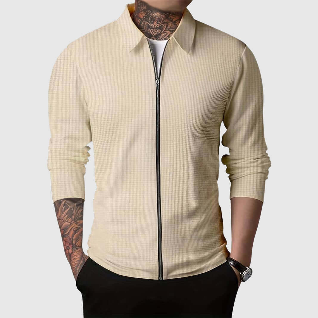 Berg-Feldt | Herren Waffelstrick Zip-Up Jacke