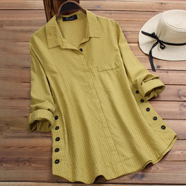 Baumwoll-Leinenbluse in olivgrün von berg-feldt