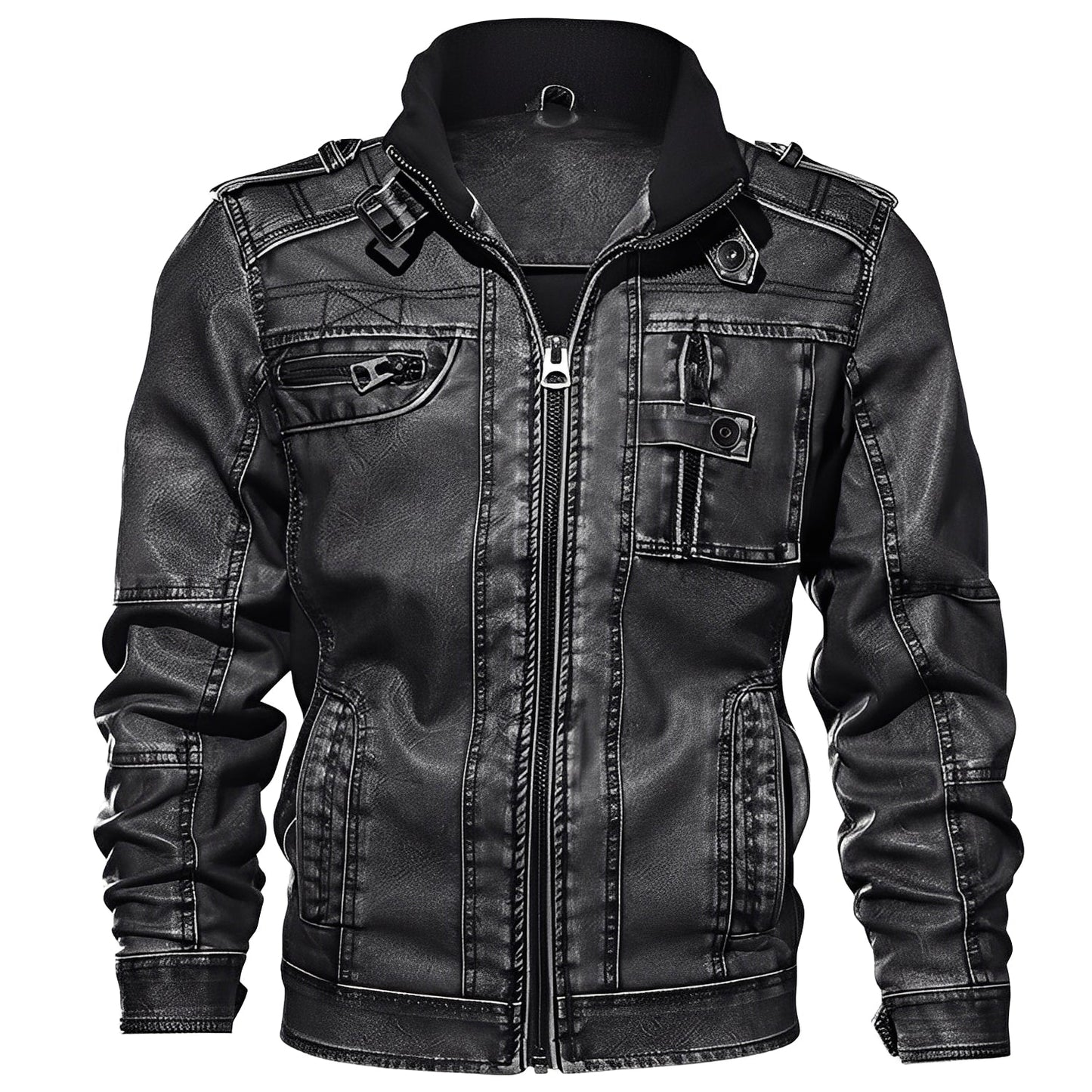 Berg-Feldt | Klassische Lederjacke mit Taschen für Männer