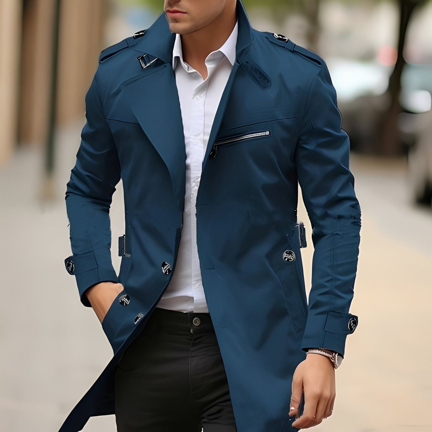 Berg-Feldt | Eleganter Trenchcoat mit umgekehrtem Kragen für Männer