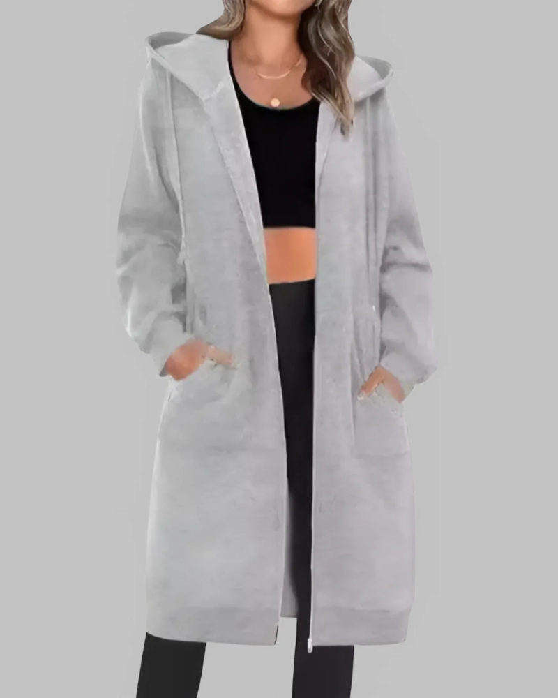 Berg-Feldt | Lässige Zip-Up Übergroße Lange Jacke