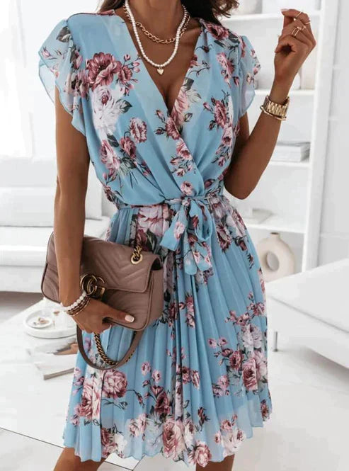 Robe florale Katharina à manches volantées