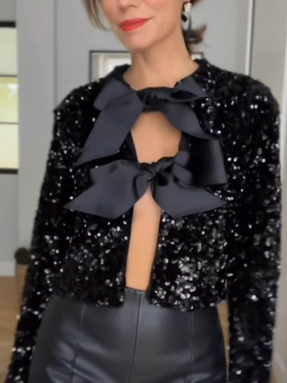 Berg-Feldt | Veste à paillettes pour femme avec fermeture à nœud