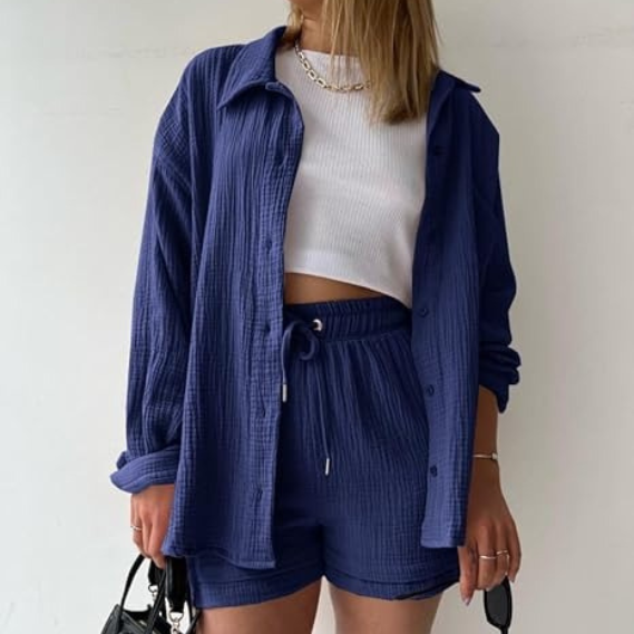AGATHE: Lockeres Hemd- und Shorts-Set