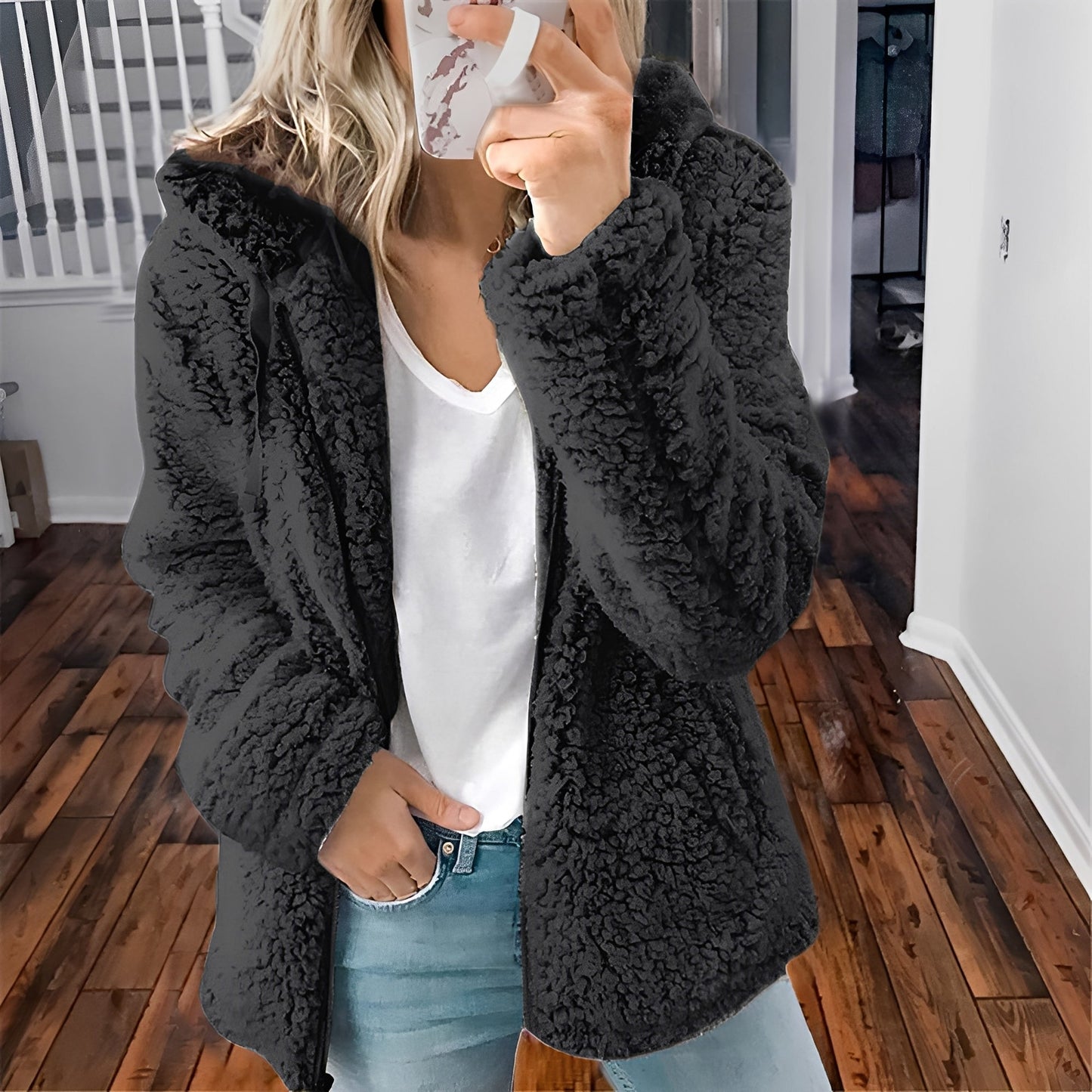 Berg-Feldt | Lässige Teddy-Fleece-Hoodie-Jacke für Frauen