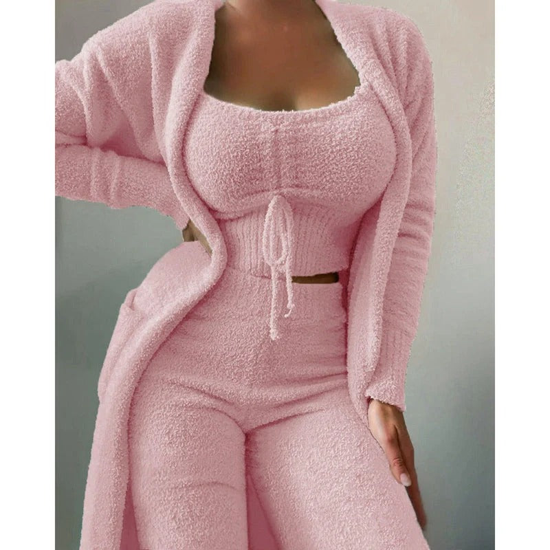 Pyjama pour femme Carlotta : Confortable pyjama 3 pièces en polaire et coton