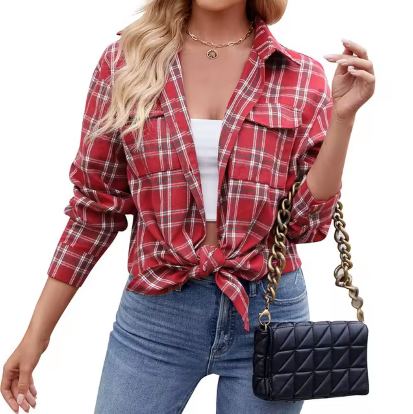 – Chemise à carreaux à manches longues