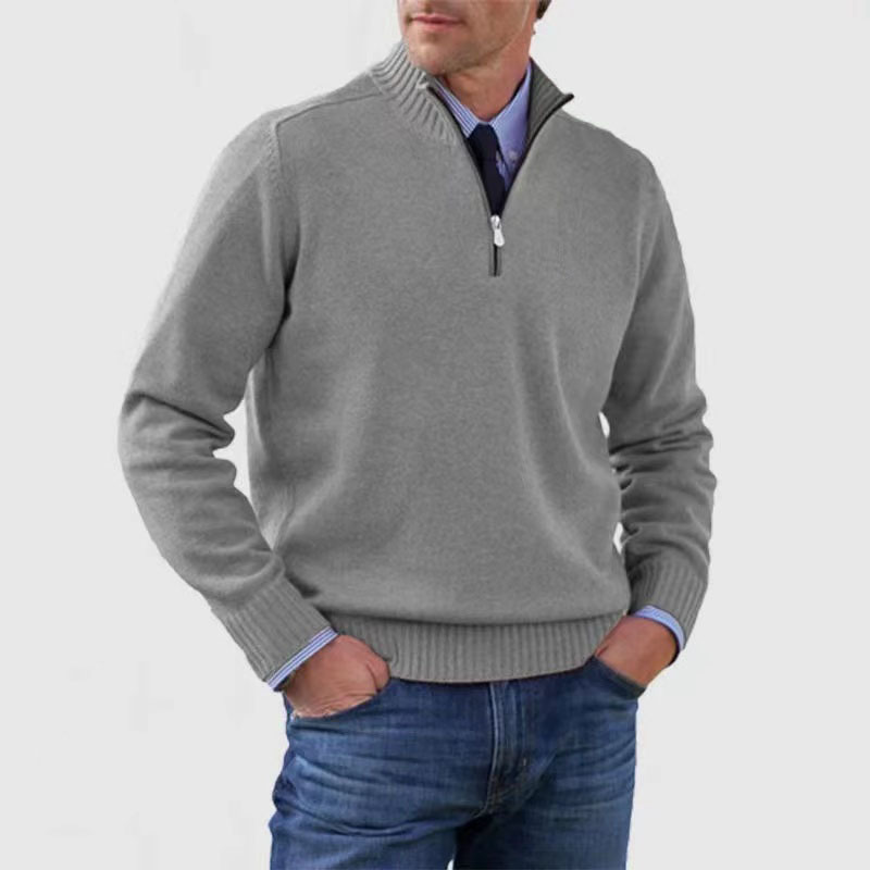 Berg-Feldt | Herrenpullover Mit Halbem Reißverschluss